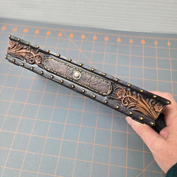 Faux Tooled Leather Western Horse Studded Trinket Tray Silver Conchas - Picture 7 of 14